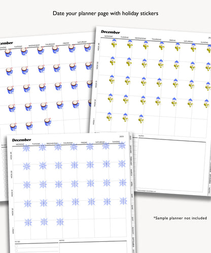 Digital Planner Date Dot Stickers | Christmas Holiday