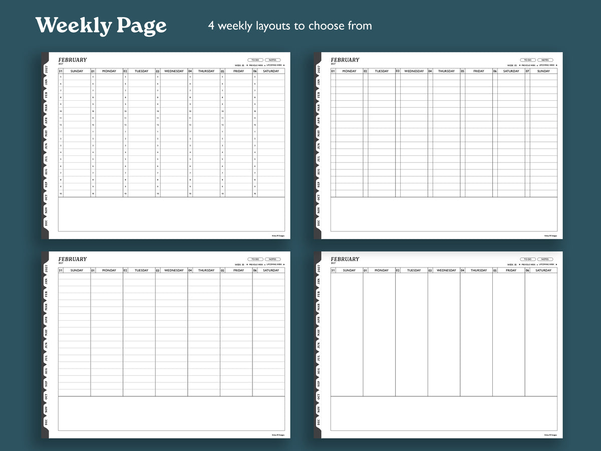 2027 Hourly Weekly Planner | Landscape Planner for reMarkable 2, Paper Pure, Paper Pro