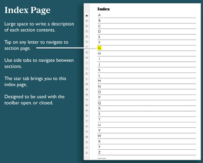 A-Z Tab Alphabet Notebook | for e-ink Devices