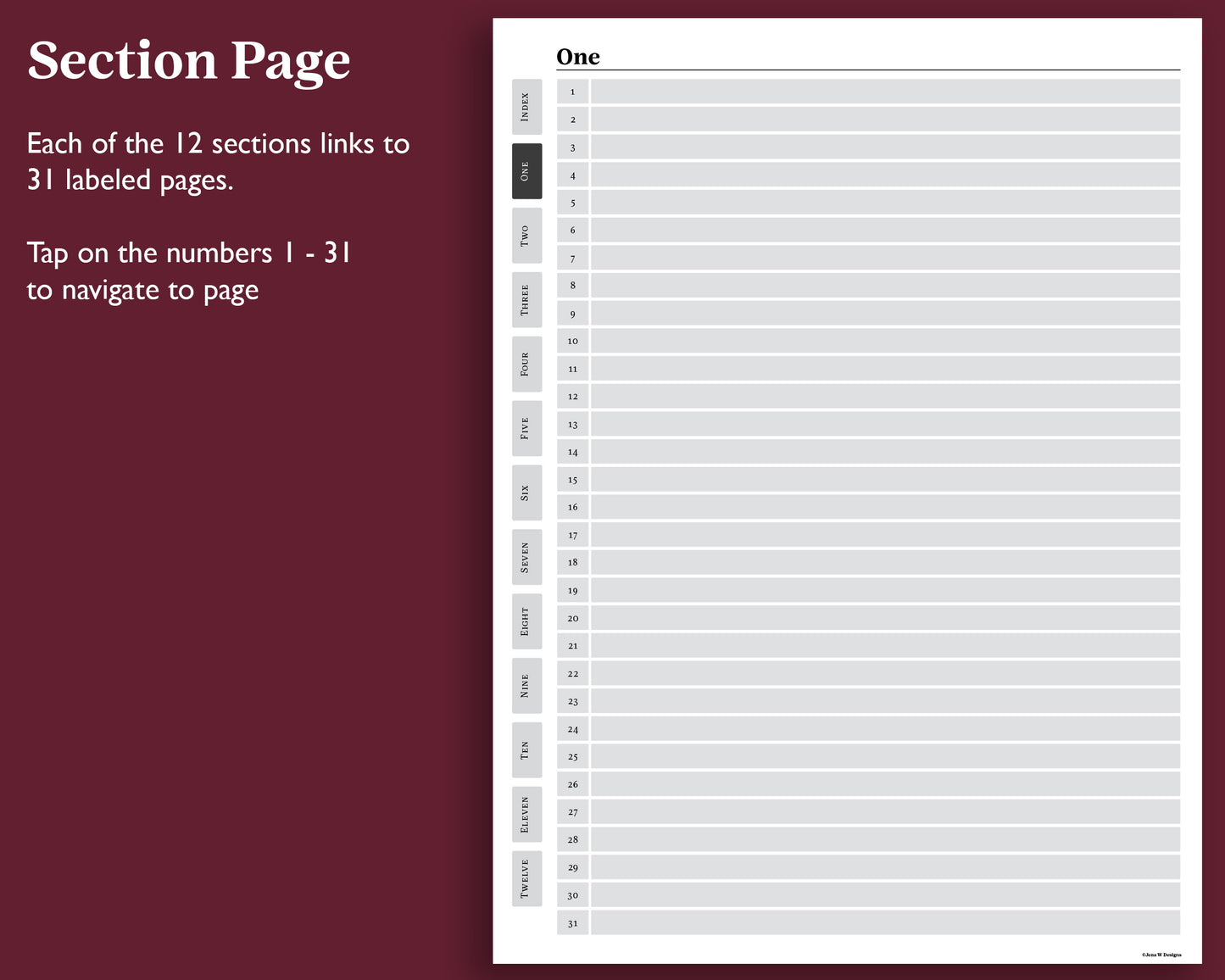 12 Section Notebook | for Supernote