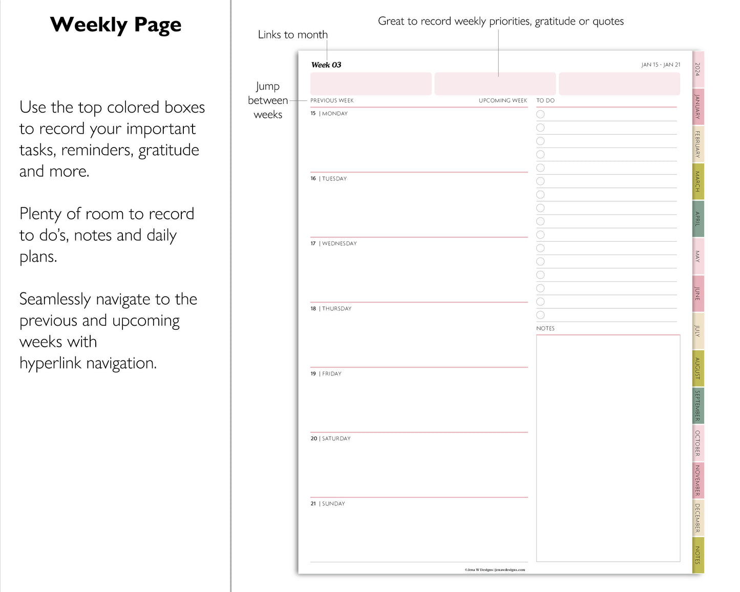 2024 Simple Weekly Digital Planner | Modern Minimal Collection