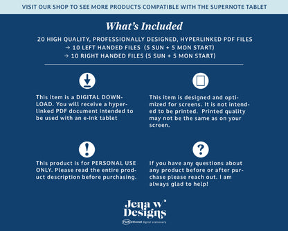 July 2025– June 2026 Digital Planner for Supernote | Hyperlinked Monthly, Weekly & Daily Pages