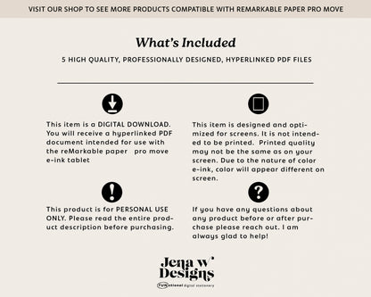12 Subject Notebook | for reMarkable Paper Pro Move