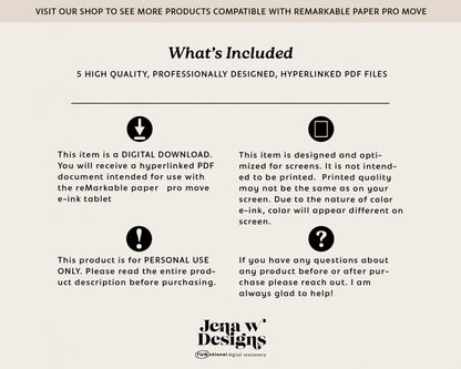 12 Subject Cornell Notebook | for reMarkable Paper Pro Move