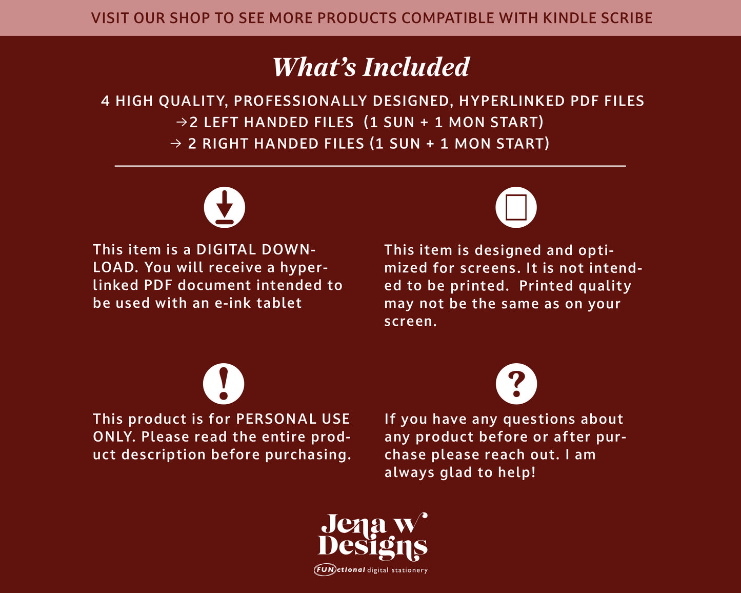 2026 Monthly Digital Planner | for Kindle Scribe