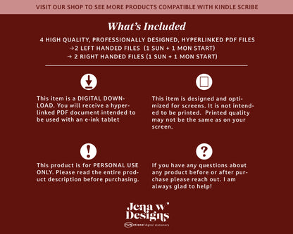 2026 Monthly Digital Planner | for Kindle Scribe