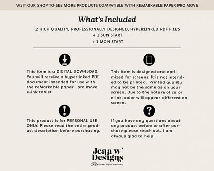 2026 Weekly Digital Planner for reMarkable Paper Pro Move | Minimalist PDF