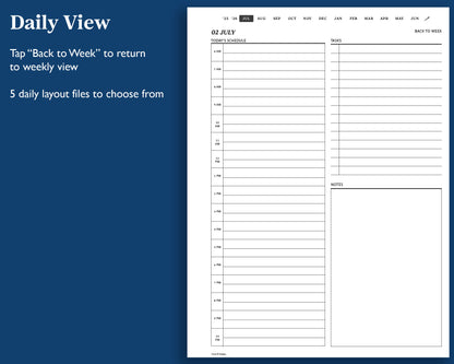 July 2025– June 2026 Digital Planner for Supernote | Hyperlinked Monthly, Weekly & Daily Pages