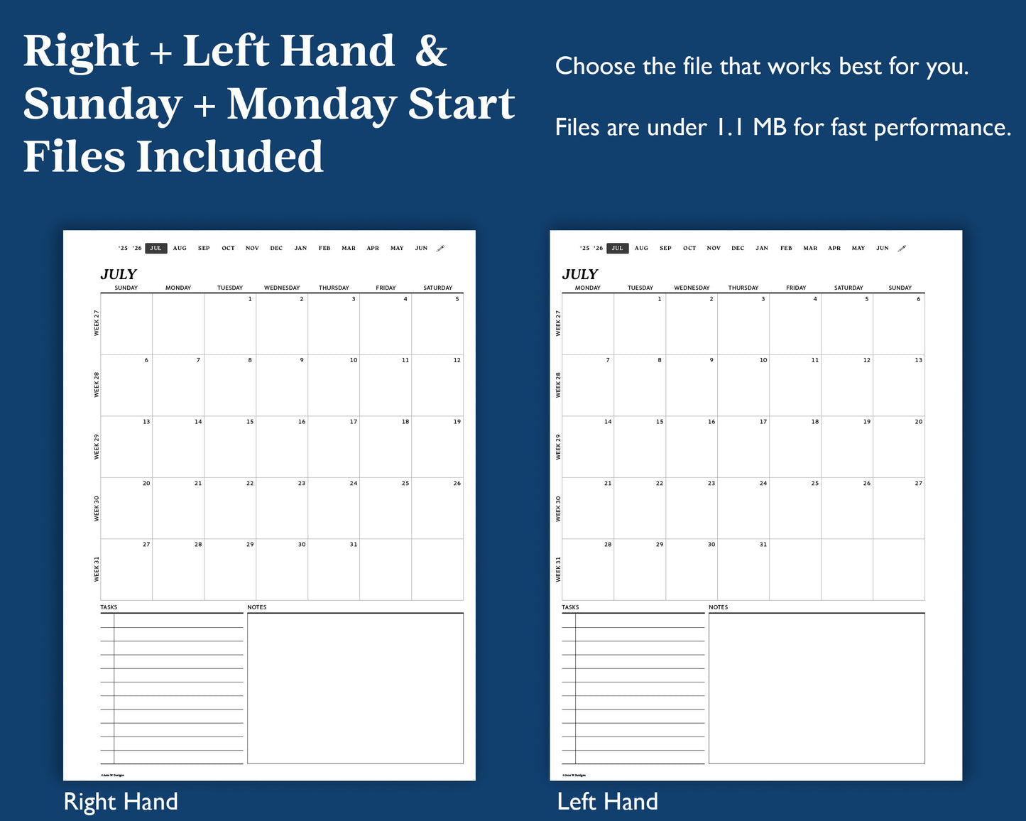 July 2025– June 2026 Digital Planner for Supernote | Hyperlinked Monthly, Weekly & Daily Pages