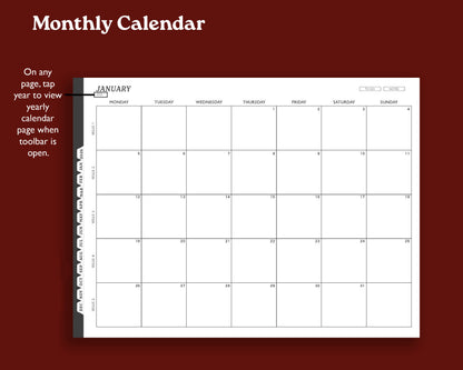 2026 Digital Planner for Kindle Scribe | Landscape Monthly Agenda