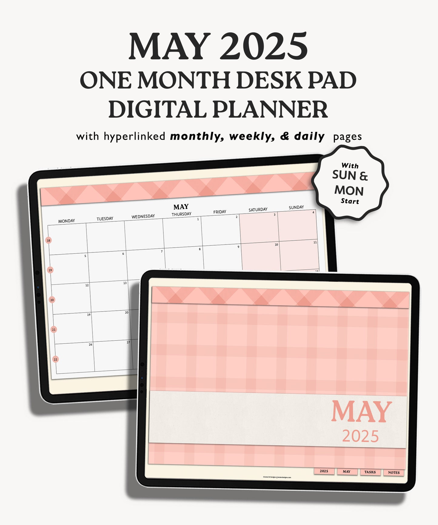 One Month Digital Desk Pad Planner
