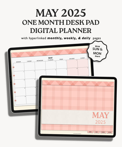 One Month Digital Desk Pad Planner