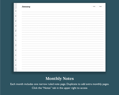 Undated Monthly Weekly Planner with To Do Lists | for e-ink Devices