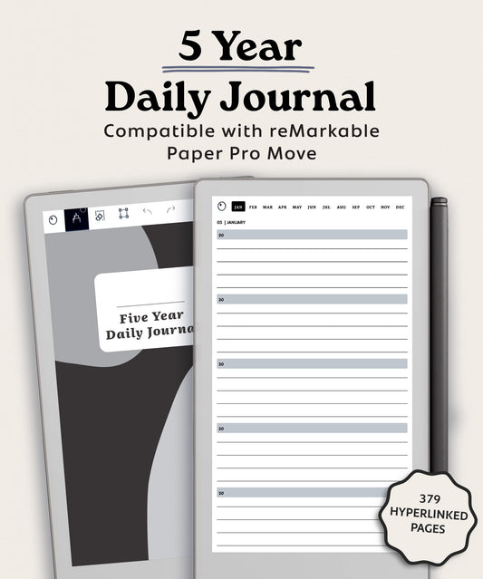 5 Year Daily Journal for reMarkable Paper Pro Move