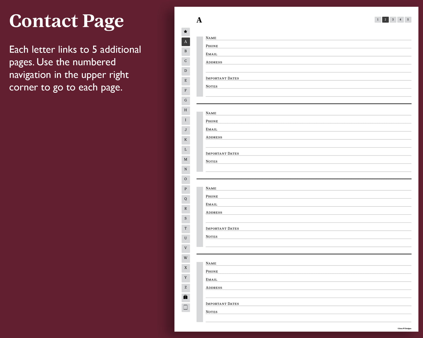 A to Z Address Book | for Supernote