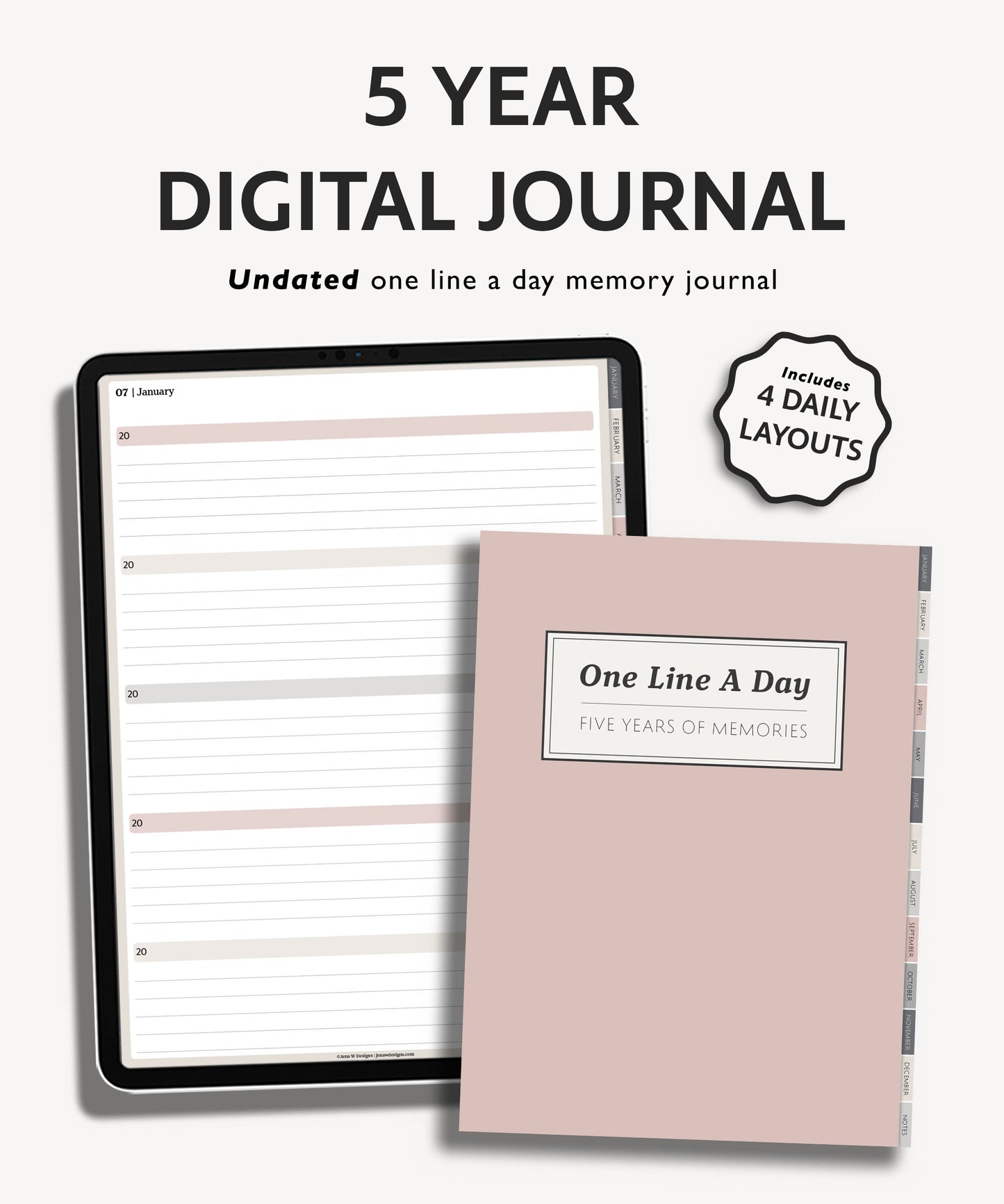 5 Year Digital Journal | One Line A Day Journal