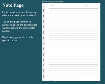 12 Section Cornell Notebook | for e-ink Devices