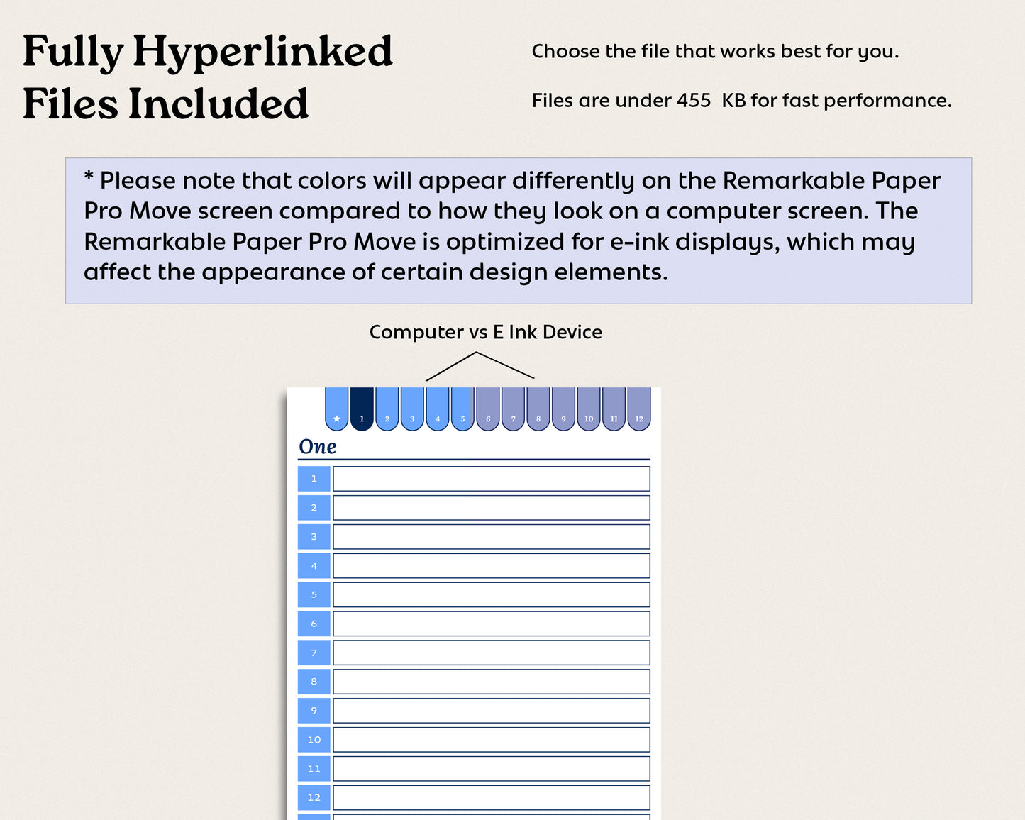 12 Subject Notebook | for reMarkable Paper Pro Move