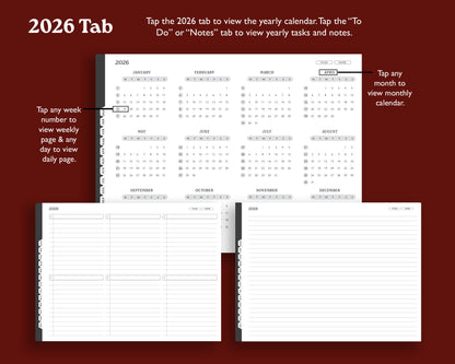2026 Digital Planner for Kindle Scribe | Landscape Monthly Weekly Agenda