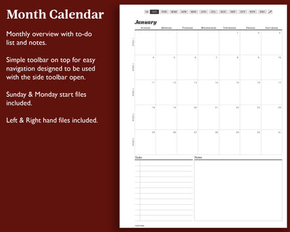 2026 Monthly Digital Planner | for Kindle Scribe