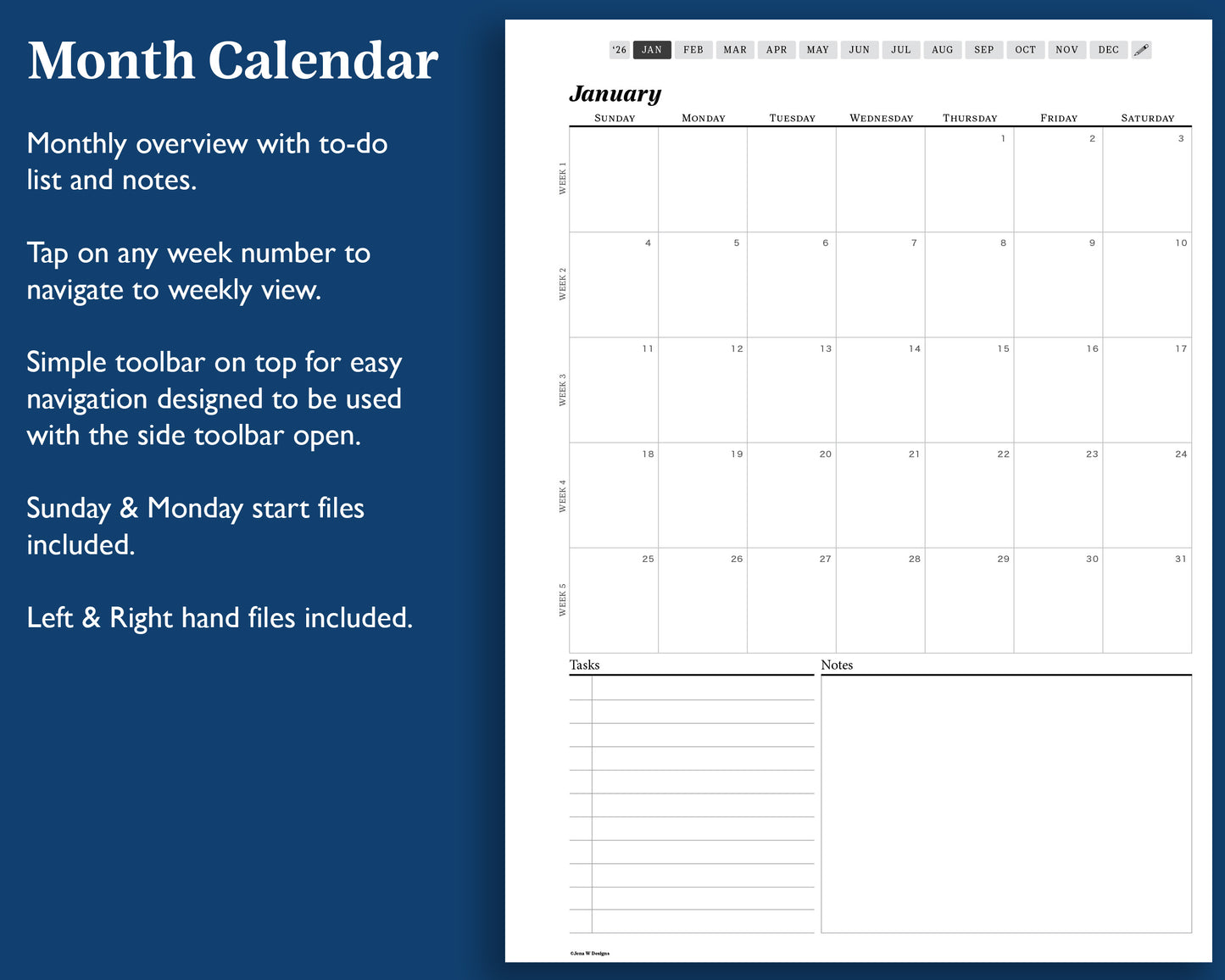 2026 Weekly Digital Planner | for Supernote