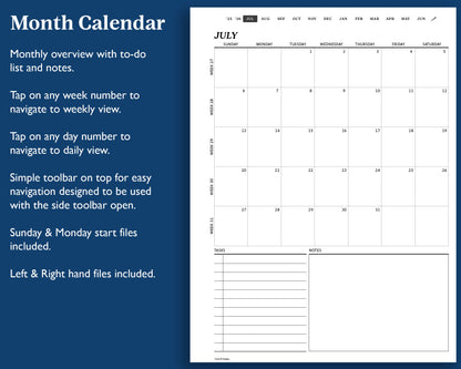 July 2025– June 2026 Digital Planner for Supernote | Hyperlinked Monthly, Weekly & Daily Pages