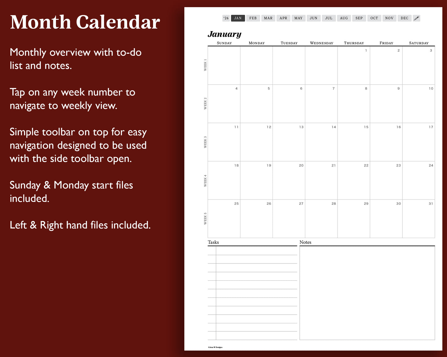 2026 Weekly Digital Planner | for Kindle Scribe