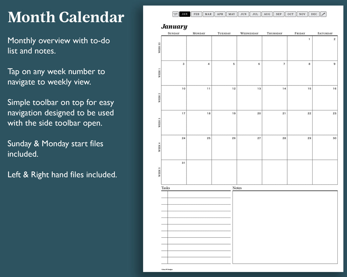 2027 Weekly Planner | for reMarkable, Paper Pure, Paper Pro