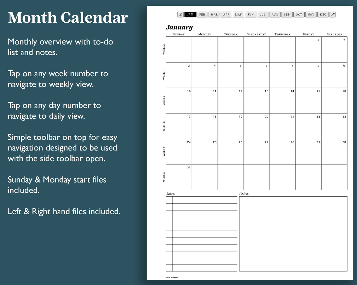 2027 Daily Planner | for reMarkable, Paper Pure, Paper Pro