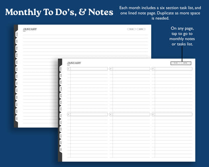 2026 Digital Planner for Supernote: Monthly Agenda (PDF)