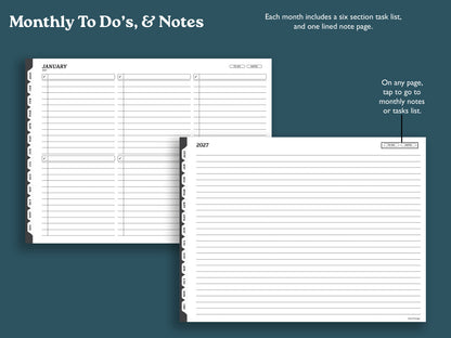 2027 Hourly Weekly Planner | Landscape Planner for reMarkable 2, Paper Pure, Paper Pro