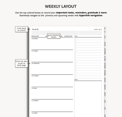 2026 2027 Mid Year Weekly Planner | Minimal Modern Simple Agenda