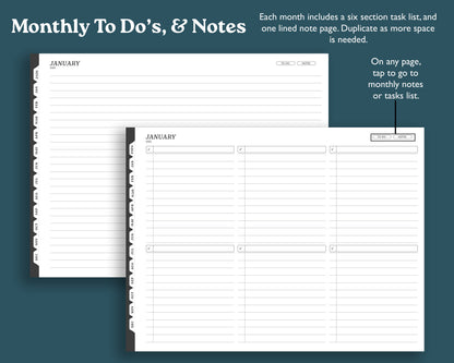 2026 Monthly Planner with To Do Lists | Landscape Planner for reMarkable 2