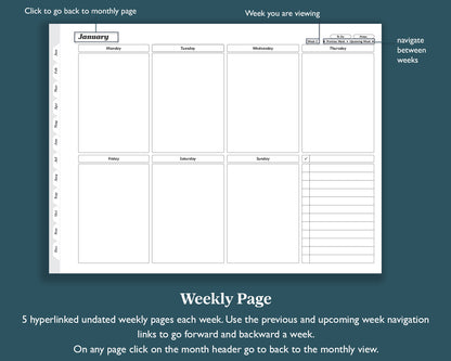 Undated Monthly Weekly Planner with To Do Lists | for e-ink Devices