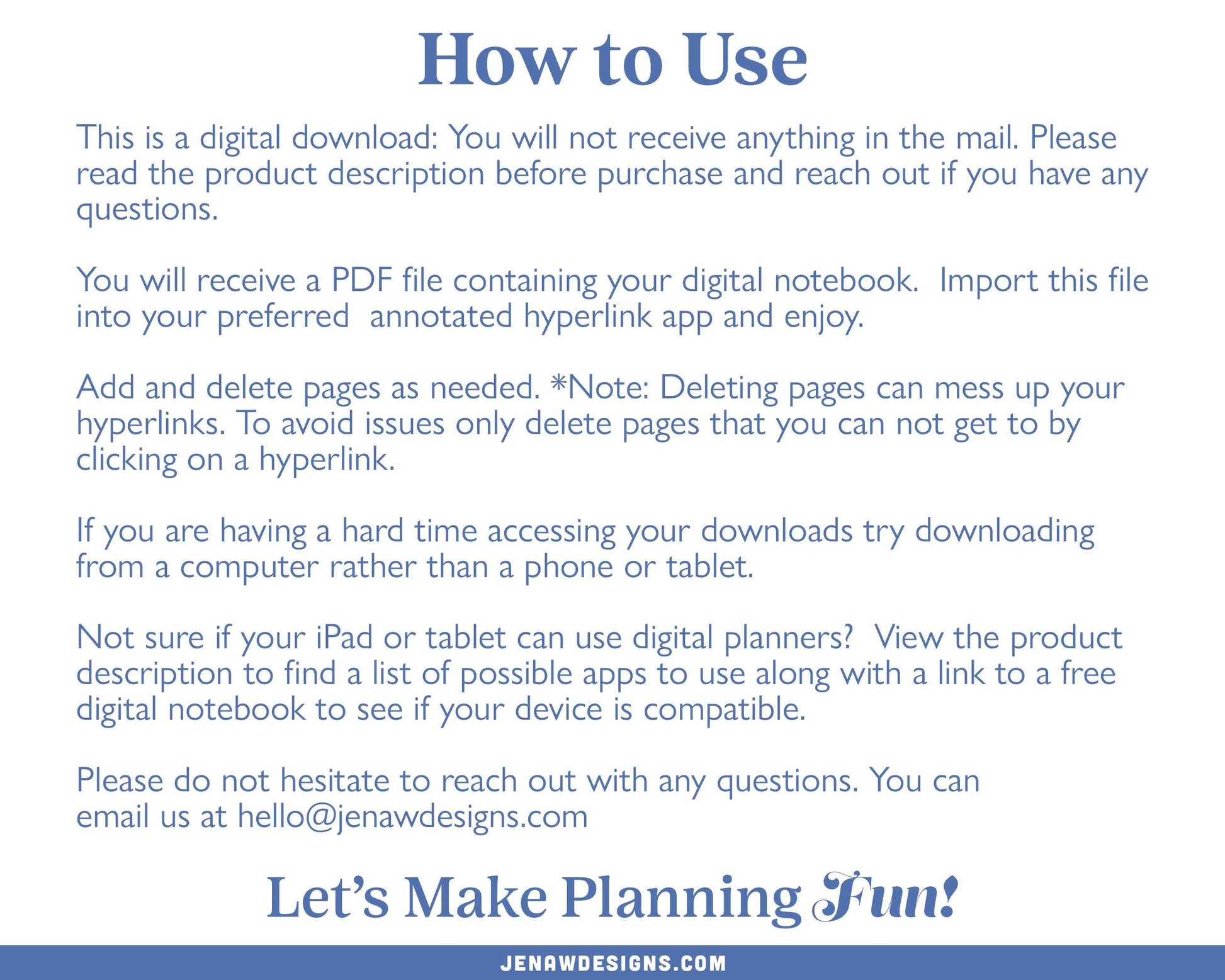 Digital Notebook - Jena W Designs