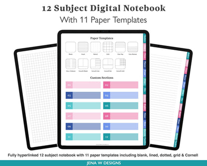 Digital Notebook | Vertical Color Pop - Jena W Designs
