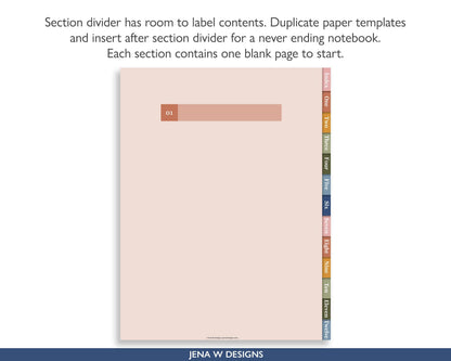 Digital Notebook | Vertical Color Pop - Jena W Designs