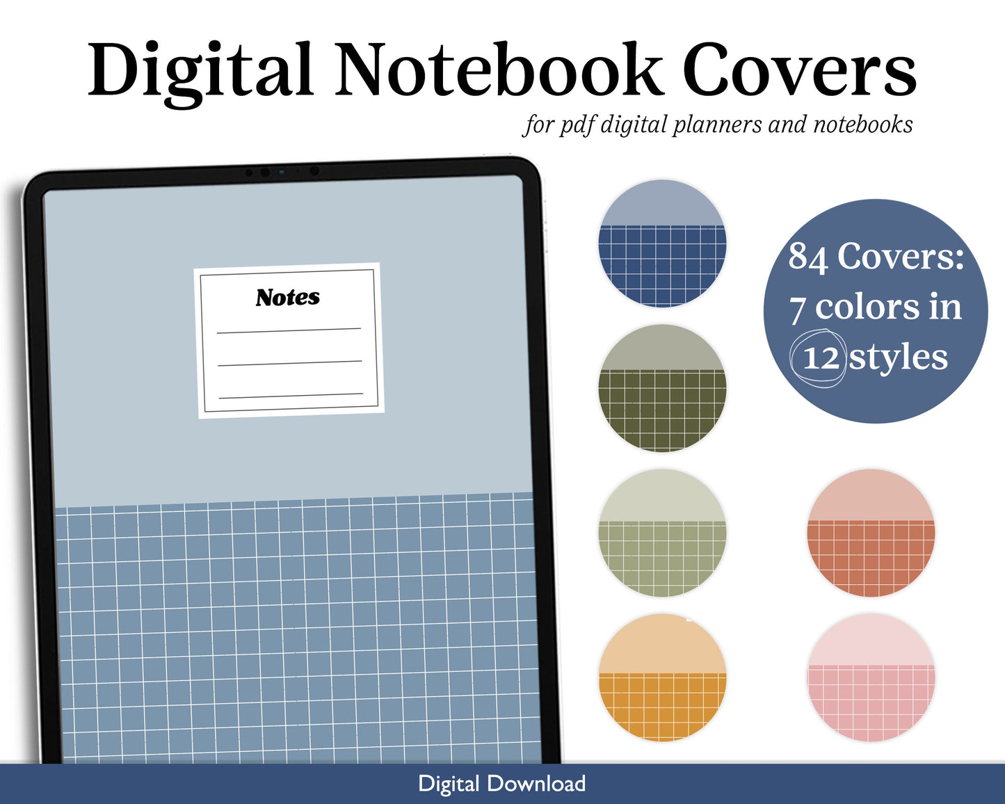 Digital Planner & Notebook Cover | 84 Covers | Vertical