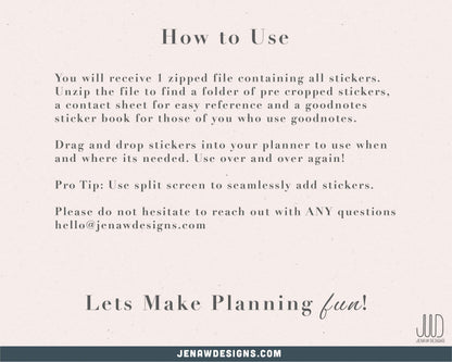 Neutral & Gold Digital Planner Stickers - Jena W Designs