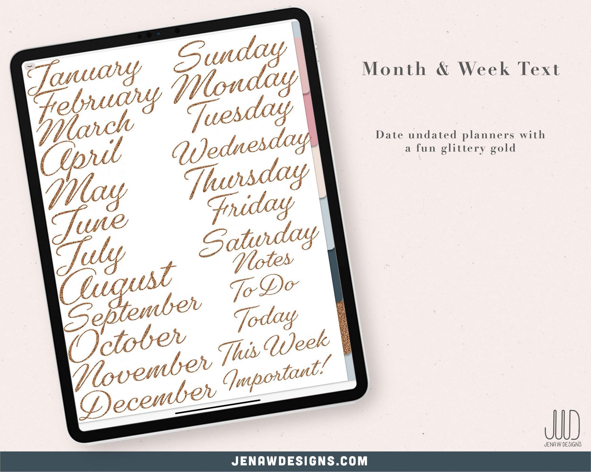 Neutral & Gold Digital Planner Stickers - Jena W Designs