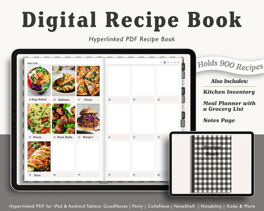 Realistic Digital Recipe Book with Meal Planner