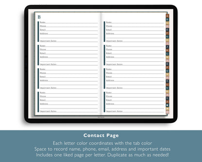 A-Z Digital Address Book | Realistic Landscape Contact Journal