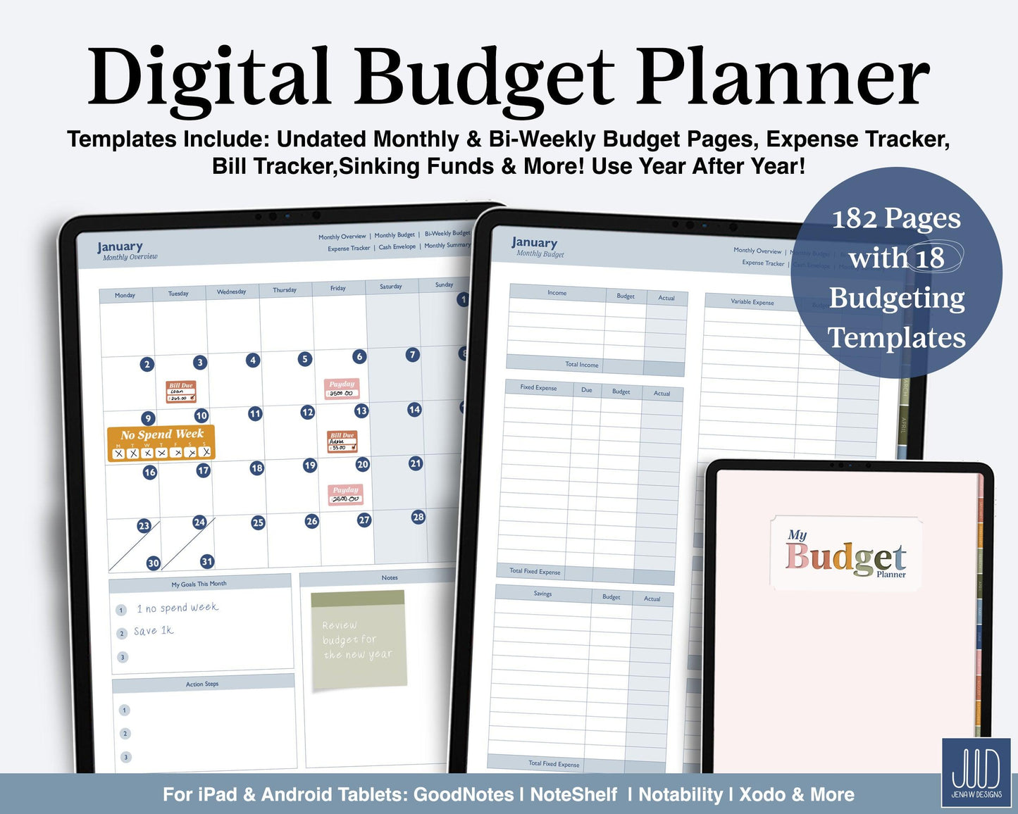 Undated Digital Budget Planner - Jena W Designs