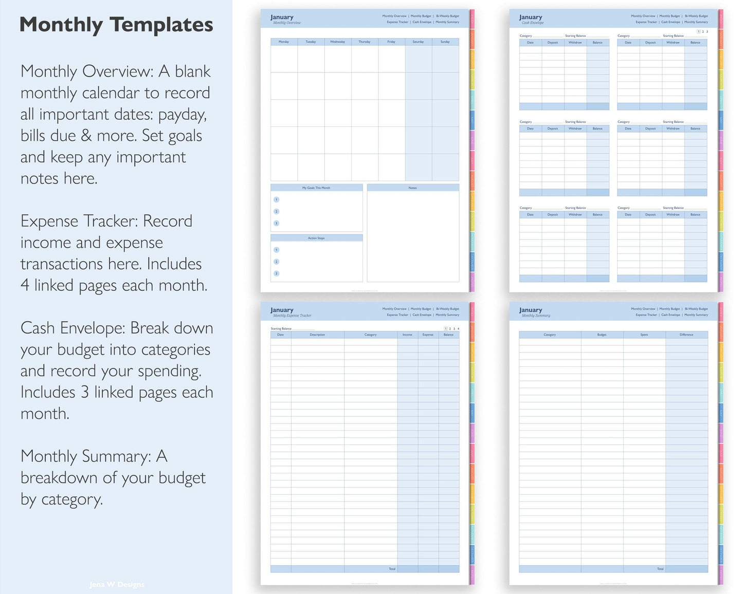 Undated Digital Budget Planner - Jena W Designs