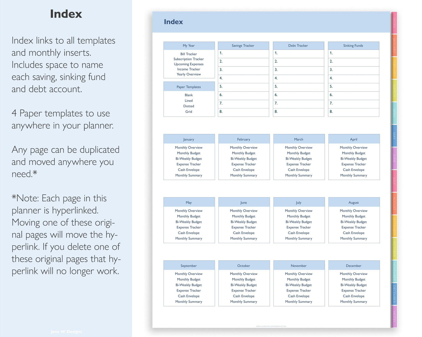 Undated Digital Budget Planner - Jena W Designs