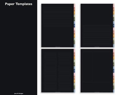 12 Subject Hyperlinked PDF Notebook | Dark Mode - Jena W Designs