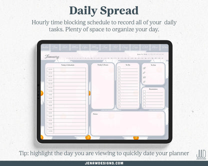 Undated Digital Planner | Vibrant Daisy Collection - Jena W Designs