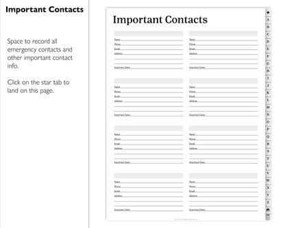 Minimal Digital Address Book | Hyperlinked PDF Contact Book