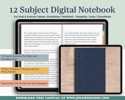 12 Subject Notebook | Landscape - Jena W Designs