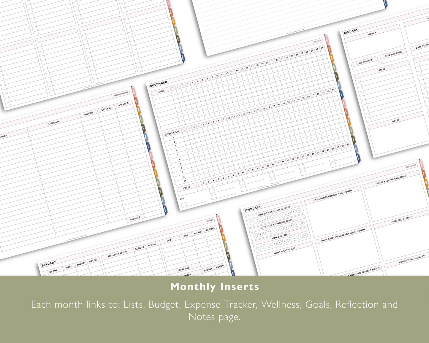 2023 Monthly + Weekly Digital Planner With 24 Custom Sections | Weekly Landscape Agenda